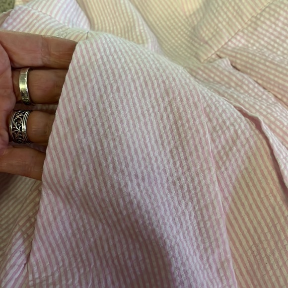 Lauren James Dress The Livingston Oxford Dress Pink Seersucker Bow Tie Back - Picture 8 of 9